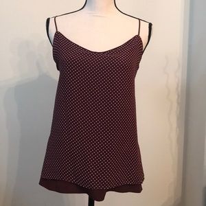 New York and Company Wine And polka dot blouse